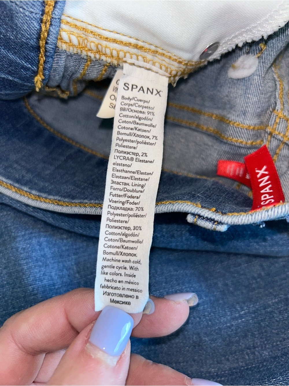 SPANX Wide-Leg, Front Seam, High-Rise Jeans in Medium Blue - Picture 10 of 10